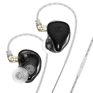 kinboofi kz xcrinacle crn zex pro in ear monitor, electrostatic driver&dynamic driver&balanced armature driver triple hybrid driver hifi wried headphone with detachable 2 pin cable (with mic, black)