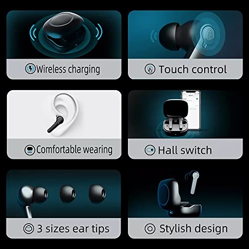 StitchGreen H3 Wireless Earbuds Bluetooth 5.1 ENC Active Noise Cancelling Earphones IPX-5 Waterproof Stereo Headphones in-Ear Built-in Mic Headset with Wireless Charging Case Deep Bass & Hall Switch