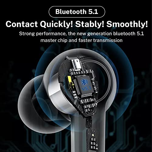 StitchGreen H3 Wireless Earbuds Bluetooth 5.1 ENC Active Noise Cancelling Earphones IPX-5 Waterproof Stereo Headphones in-Ear Built-in Mic Headset with Wireless Charging Case Deep Bass & Hall Switch