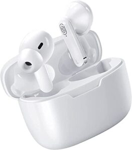 wireless earbuds bluetooth 5.1 headphones built in mic in ear bud noise canceling 3d stereo air buds earbuds fast charging, ipx5 waterproof for iphone and android (white)