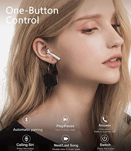 Wireless Earbuds Bluetooth 5.1 Headphones Built in Mic in Ear Bud Noise Canceling 3D Stereo Air Buds Earbuds Fast Charging, IPX5 Waterproof for iPhone and Android (White)