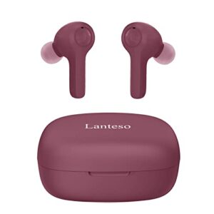 true wireless earbuds,with mics noise reduction touch control bluetooth headphones（claret red）
