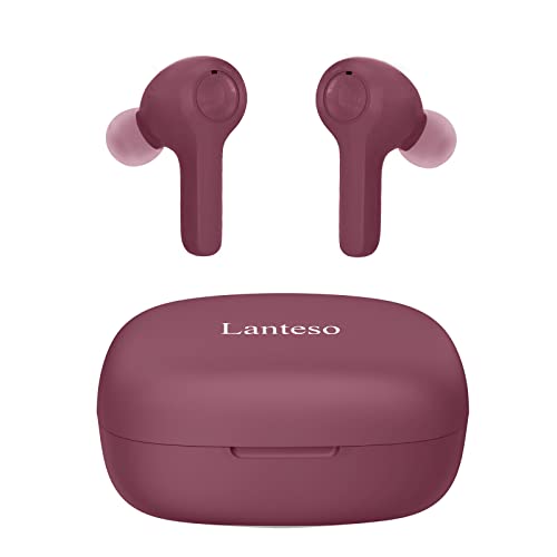 True Wireless Earbuds,with Mics Noise Reduction Touch Control Bluetooth Headphones（Claret Red）