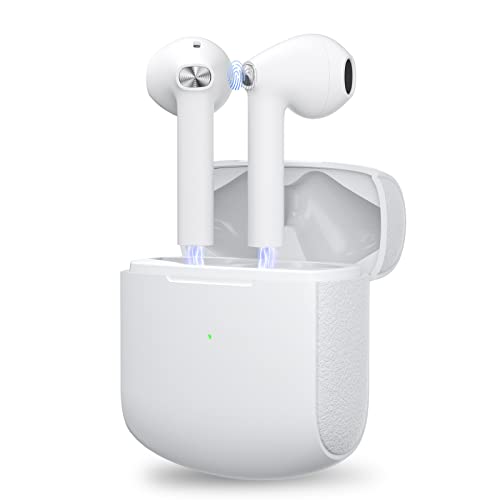 Ear Buds Wireless Bluetooth Earbuds, Air Buds Pods with Charging Case, IPX5 Waterproof Earphones Clear Call Built in Mic, 24 Hrs Playback for iPhone & Android In-Ear Headphones Bluetooth headset White