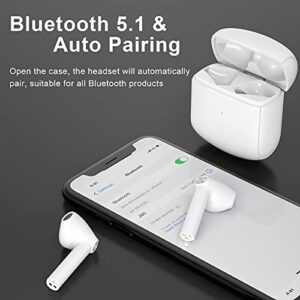 Ear Buds Wireless Bluetooth Earbuds, Air Buds Pods with Charging Case, IPX5 Waterproof Earphones Clear Call Built in Mic, 24 Hrs Playback for iPhone & Android In-Ear Headphones Bluetooth headset White