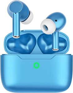 wireless earbuds, bluetooth 5.3 noise cancelling ear buds with in-ear built-in microphone deed bass headphones,clear premium stereo earphones ipx6 waterproof headset for sport (blue)