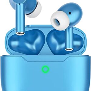 Wireless Earbuds, Bluetooth 5.3 Noise Cancelling Ear Buds with in-Ear Built-in Microphone Deed Bass Headphones,Clear Premium Stereo Earphones IPX6 Waterproof Headset for Sport (Blue)