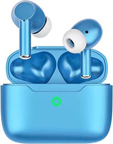 Wireless Earbuds, Bluetooth 5.3 Noise Cancelling Ear Buds with in-Ear Built-in Microphone Deed Bass Headphones,Clear Premium Stereo Earphones IPX6 Waterproof Headset for Sport (Blue)