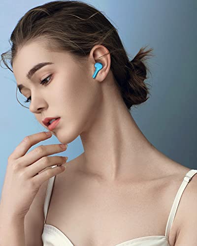 Wireless Earbuds, Bluetooth 5.3 Noise Cancelling Ear Buds with in-Ear Built-in Microphone Deed Bass Headphones,Clear Premium Stereo Earphones IPX6 Waterproof Headset for Sport (Blue)