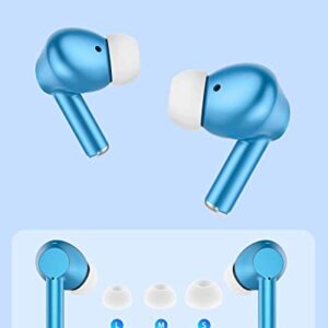 Wireless Earbuds, Bluetooth 5.3 Noise Cancelling Ear Buds with in-Ear Built-in Microphone Deed Bass Headphones,Clear Premium Stereo Earphones IPX6 Waterproof Headset for Sport (Blue)