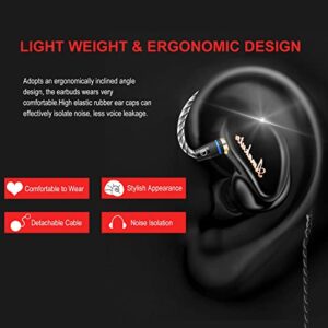 DCMEKA in Ear Monitors Amakute TK300 Over Ear Earphones, 10mm Large Unit Drive, Over 1 Magnetic Tesla, Professional Sound Isolating IEM Headphones, MMCX Cable, 3D Printing Cavity (Black, No Mic)