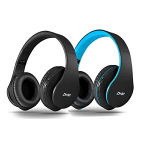 2 items,1 black blue zihnic over-ear wireless headset bundle with 1 black zihnic foldable wireless headset
