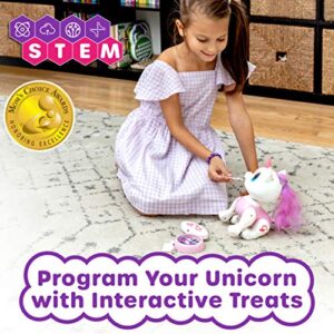 Power Your Fun Robo Pets Unicorn Toy for Girls and Boys - Remote Control Robot Toy with Interactive Hand Motion Gestures, STEM Toy Program Treats, Walking and Dancing Robot Unicorn Kids Toy (Pink)