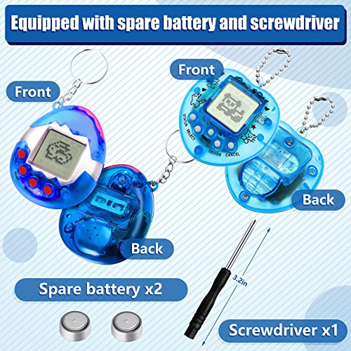 6 Pieces Virtual Pets Keychain Digital Nostalgic Electronic Pets Keychain Easter Gift Pet Key Chain 90s Handheld Games Electronic Pets Game Keyring with 1 Screwdriver 2 Button Battery (Mixed Style)