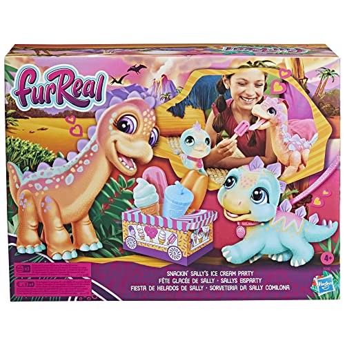 FurReal Snackin’ Sally’s Ice Cream Party Electronic Pet with 40+ Sounds and Reactions, Plus Walkalots Dinosaur; 5 Accessories; Ages 4 and Up (Amazon Exclusive)