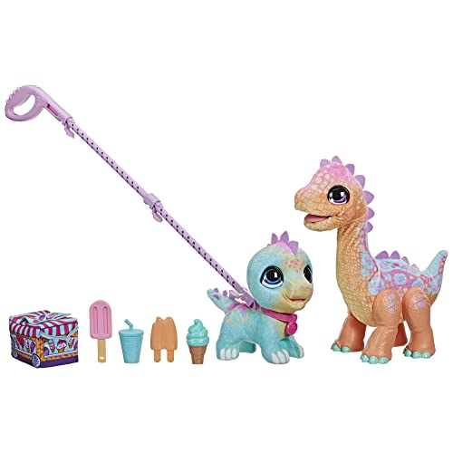 FurReal Snackin’ Sally’s Ice Cream Party Electronic Pet with 40+ Sounds and Reactions, Plus Walkalots Dinosaur; 5 Accessories; Ages 4 and Up (Amazon Exclusive)