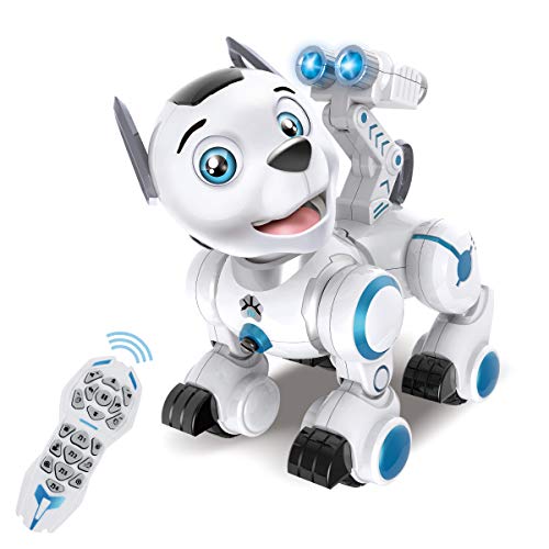 fisca Remote Control Robotic Dog RC Interactive Intelligent Walking Dancing Programmable Robot Puppy Toy Electronic Pets with Light and Sound for Kids Boys Girls Age 6, 7, 8, 9, 10 and Up Years Old