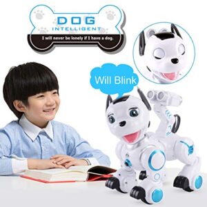 fisca Remote Control Robotic Dog RC Interactive Intelligent Walking Dancing Programmable Robot Puppy Toy Electronic Pets with Light and Sound for Kids Boys Girls Age 6, 7, 8, 9, 10 and Up Years Old