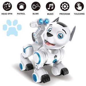 fisca Remote Control Robotic Dog RC Interactive Intelligent Walking Dancing Programmable Robot Puppy Toy Electronic Pets with Light and Sound for Kids Boys Girls Age 6, 7, 8, 9, 10 and Up Years Old