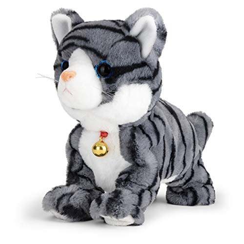 Smalody Interactive Electronic Plush Toy - Upgrade with LED Light Eyes Animated Sound Control Electronic Pet, Robot Cat Kitten Toys Gifts for Boys & Girls Kids Birthday Christmas (Gray)