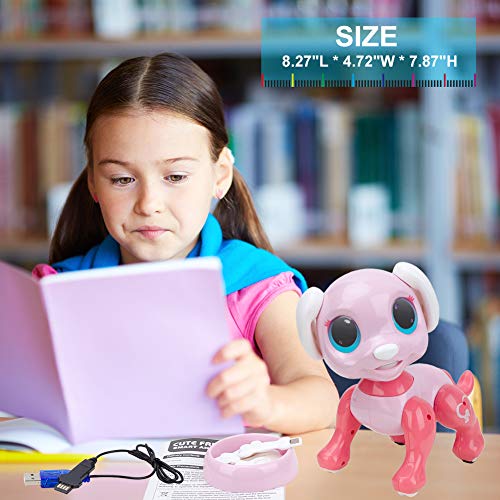 BIRANCO. Remote Control Dog Gesture Sensing - Smart Puppy Pink Toy Robot Pet Walks Barks Interactive with Toddler, STEM Play, Best Christmas Holiday Birthday Gifts for 3 4 5 6 7 8 Years Old Girl from