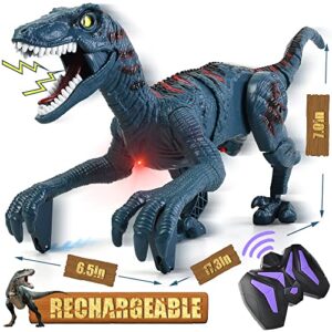 remote control dinosaur toys kids – jurassic velociraptor toys imitates walking and sounds – dinosaurs toys for boys girls 3-5 +, robot toys that can sing, shaking head and tail in kids’ electronics