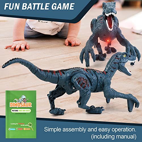 Remote Control Dinosaur Toys Kids - Jurassic Velociraptor Toys Imitates Walking and Sounds - Dinosaurs Toys for Boys Girls 3-5 +, Robot Toys That Can Sing, Shaking Head and Tail in Kids' Electronics