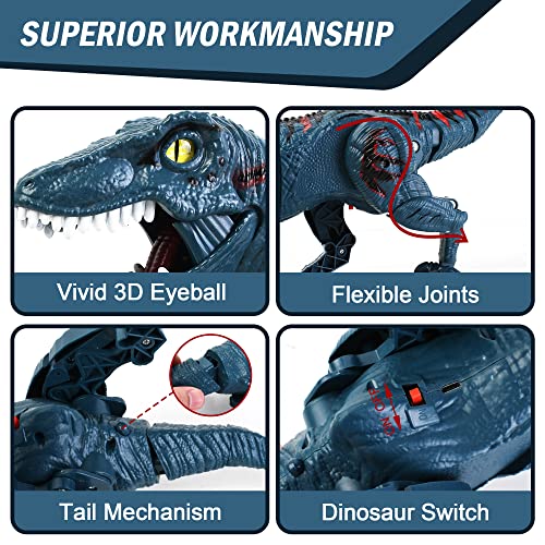 Remote Control Dinosaur Toys Kids - Jurassic Velociraptor Toys Imitates Walking and Sounds - Dinosaurs Toys for Boys Girls 3-5 +, Robot Toys That Can Sing, Shaking Head and Tail in Kids' Electronics