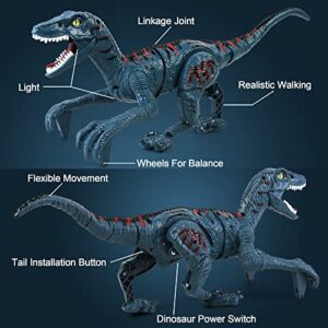 Remote Control Dinosaur Toys Kids - Jurassic Velociraptor Toys Imitates Walking and Sounds - Dinosaurs Toys for Boys Girls 3-5 +, Robot Toys That Can Sing, Shaking Head and Tail in Kids' Electronics