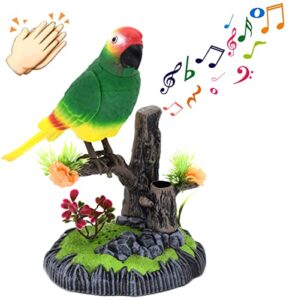 voice-activated induction birds toy, chirping fluttering simulation parrot birds toys office desktop home decor ornament gifts for kids children (green)