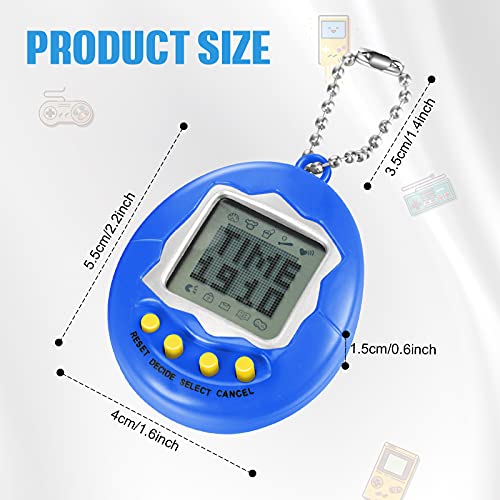 4 Pieces Virtual Electronic Digital Pet Keychain Game Digital Game Keychain Nostalgic Virtual Digital Pet Retro Handheld Electronic Game Machine with Keychain for Boys Girls, Purple, Red, Yellow, Blue