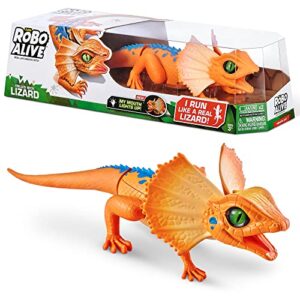 robo alive lurking lizard series 3 orange by zuru battery-powered robotic light up interactive electronic reptile toy that moves (orange)