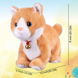 Yellow Robot Cat Plush Cat Stuffed Animal Interactive Cat Meow Kitten Touch Control, Electronic Cat Pet, Robotic Cat Cat Kitty Toy, Animated Toy Cats for Girls Baby Kids L:12"