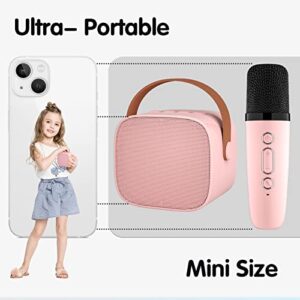 YLL Kids Karaoke Machine, Portable Bluetooth Speaker with Wireless Microphone for Adults, Karaoke Toys Gifts for Girls Ages 4, 5, 6, 7, 8, 9, 10, 12 +Year Old Birthday Party (Pink)