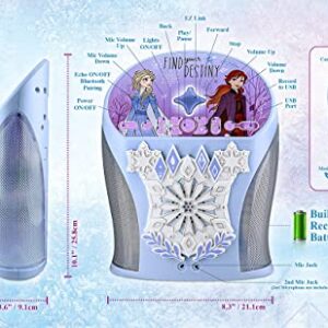 eKids Disney Frozen Karaoke Machine, Bluetooth Speaker with Microphone for Kids, Speaker with USB Port to Play Music, Easily Access Frozen Playlists with New EZ Link Feature