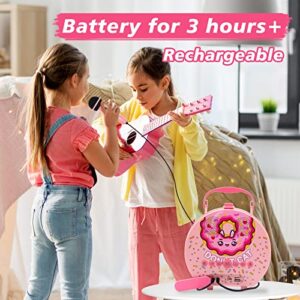 Kids Karaoke Machine for Girls Boys with 2 Microphones Toddler Singing Toys Children Karaoke Singing Machine Bluetooth Voice Changing Recording Speaker for Party Birthday