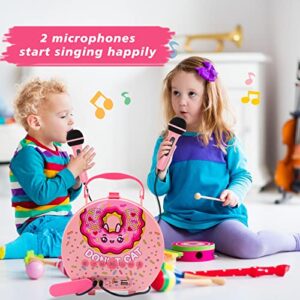 Kids Karaoke Machine for Girls Boys with 2 Microphones Toddler Singing Toys Children Karaoke Singing Machine Bluetooth Voice Changing Recording Speaker for Party Birthday