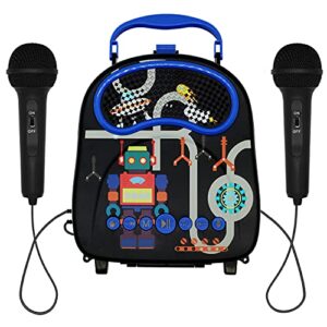 kids karaoke machine for boys girls with 2 microphones bluetooth toddler singing machine portable children karaoke speaker with voice changer for birthday festival party gift