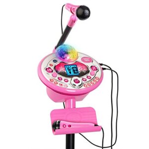 vtech kidi star karaoke machine deluxe, 2 microphones with ac adapter, pink