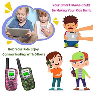 LOOIKOOS Walkie Talkies for Kids, 3 KMs Long Range Walky Talky Radio Kid Toy Gifts for Boys and Girls 3 Pack