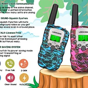 LOOIKOOS Walkie Talkies for Kids, 3 KMs Long Range Walky Talky Radio Kid Toy Gifts for Boys and Girls 3 Pack