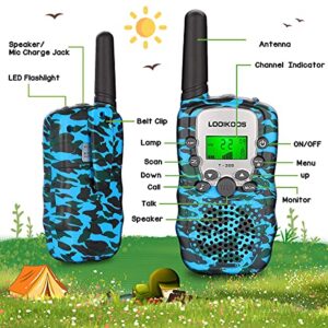 LOOIKOOS Walkie Talkies for Kids, 3 KMs Long Range Walky Talky Radio Kid Toy Gifts for Boys and Girls 3 Pack