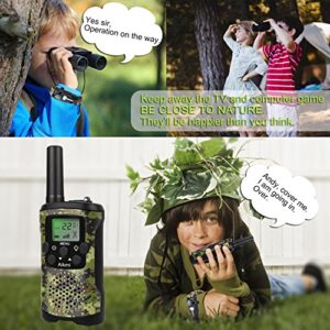 Walkie Talkies for Kids 22 Channel 2 Way Radio 3 Miles Long Range Handheld Walkie Talkies Durable Toy Best Birthday Gifts for 6 Year Old Boys and Girls fit Adventure Game Camping (Green Camo 1)