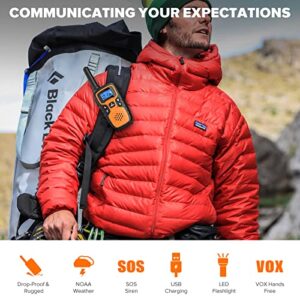 Walkie Talkies for Adults Long Range-Wishouse Rechargeable Portable 2 Way Radios,Hiking Accessories Camping Gear Toys for Kids with Lamp,SOS Siren,NOAA Weather Alert,VOX,Easy to Use,Walky Talky 4 Pack