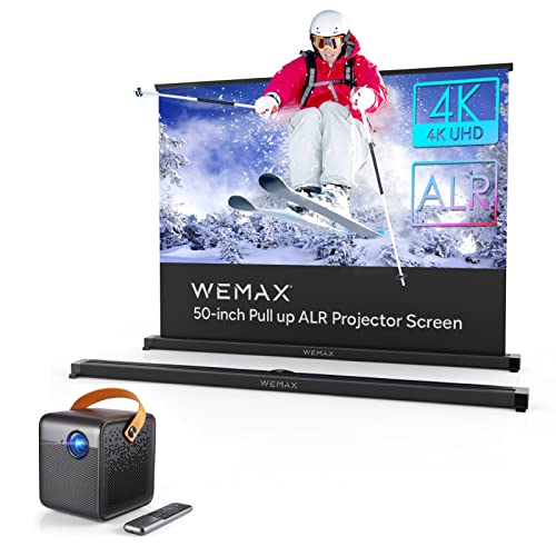 WEMAX DICE 700 ANSI Lumens 1080P FHD Portable Outdoor Movie DLP Projector and 50 inch ALR Ambient Light Rejecting Portable Projector Screen