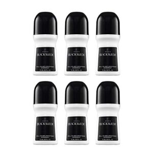 avon deododorant men’s roll-on black suede, anti-whitening, non-staining, quick-drying formula, 2.6oz/75ml. pack of 6