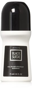 set of 4 avon black suede roll-on anti-perspirant deodorant rolls