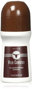 avon deodorant men’s roll-on wild country, long lasting, smooth seductive aroma and quick-drying, 2.6oz/75ml