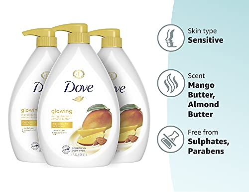 Dove Body Wash to Revitalize and Refresh Skin Mango Butter and Almond Butter Effectively Washes Away Bacteria While Nourishing Your Skin 34 oz 3 Count