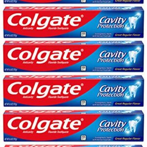 Colgate Cavity Protection Toothpaste with Fluoride, Great Regular Flavor, 6 Ounce (Pack of 6)